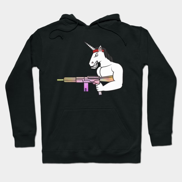 Unicorn muscles weapon fighter war rainbow Hoodie by Kink4on